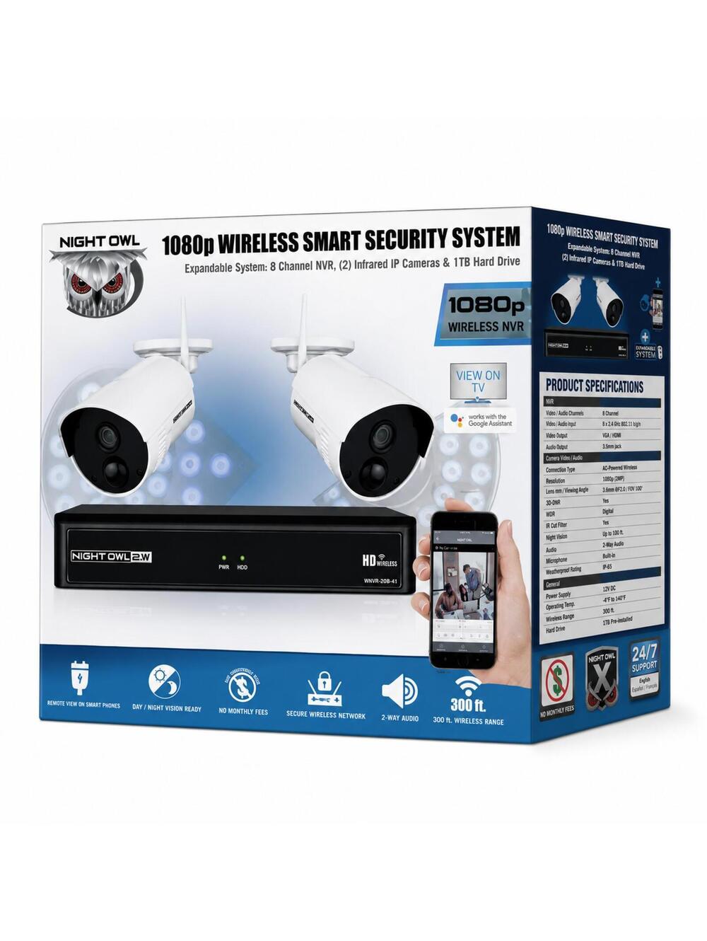 Night Owl CAN-WNVRC20-821 Channel 1080p Wireless Smart Security Hub 8 Chanel NVR